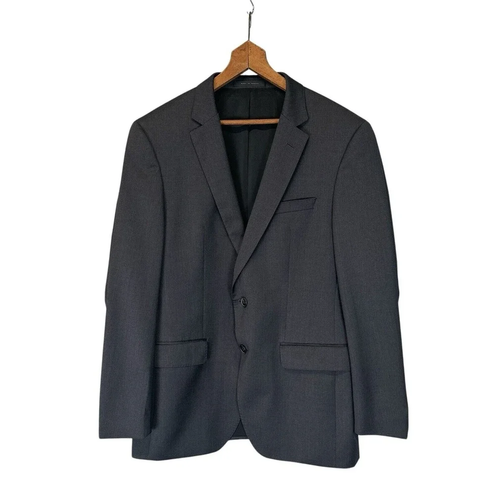 Boss Hugo Trabaldo Togna 1840 Super 120 Virgin Wool Blazer Sz 40R Black 2 Button